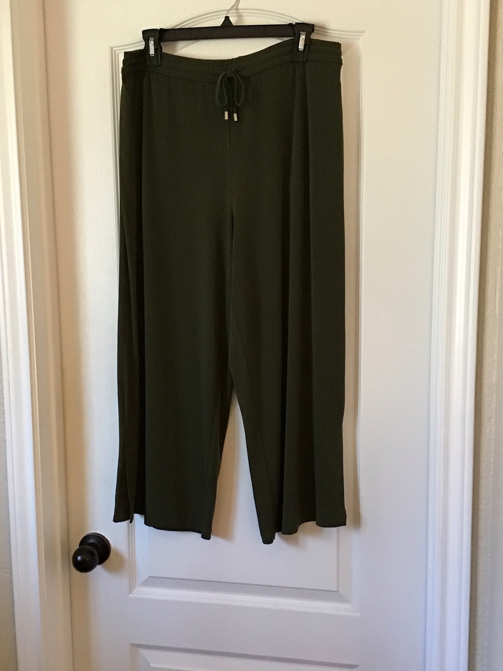 Susan Graver Olive Wide-Leg Drawstring Pants